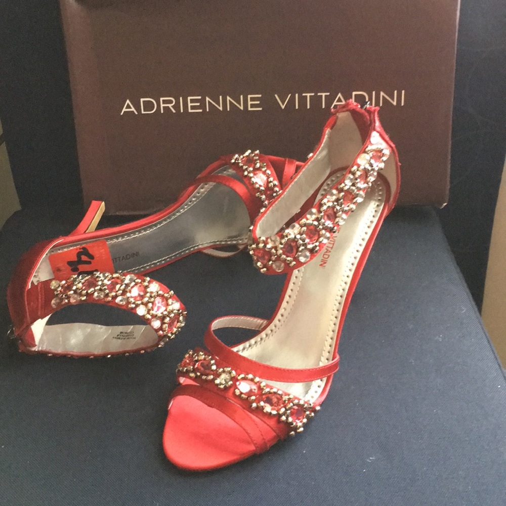 Adrienne Vittadini red heels jeweled